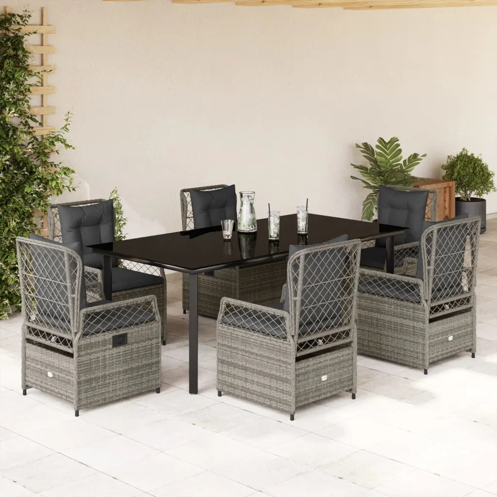 vidaXL Set da Pranzo da Giardino 7 pz con Cuscini in Polyrattan Grigio