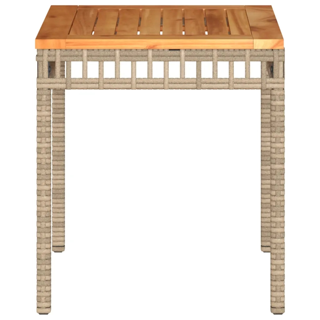 Tavolo Giardino Beige Misto 38x38x42 cm Polyrattan Legno Acacia 365865