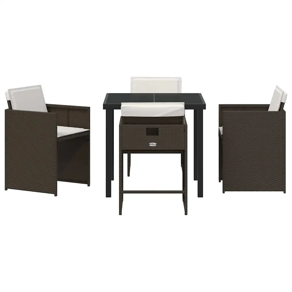 Set da Pranzo per Giardino 5 pcs Marrone polyrattan