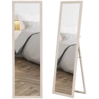 Specchio a figura intera 160 x 50 cm, versatile, design rettangolare con cornice, Bianco