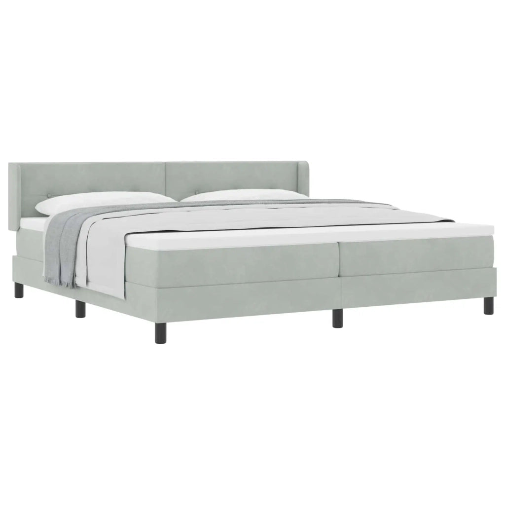 Letto a molle con testiera Grigio chiaro 200 x 200 cm Velluto 3341486