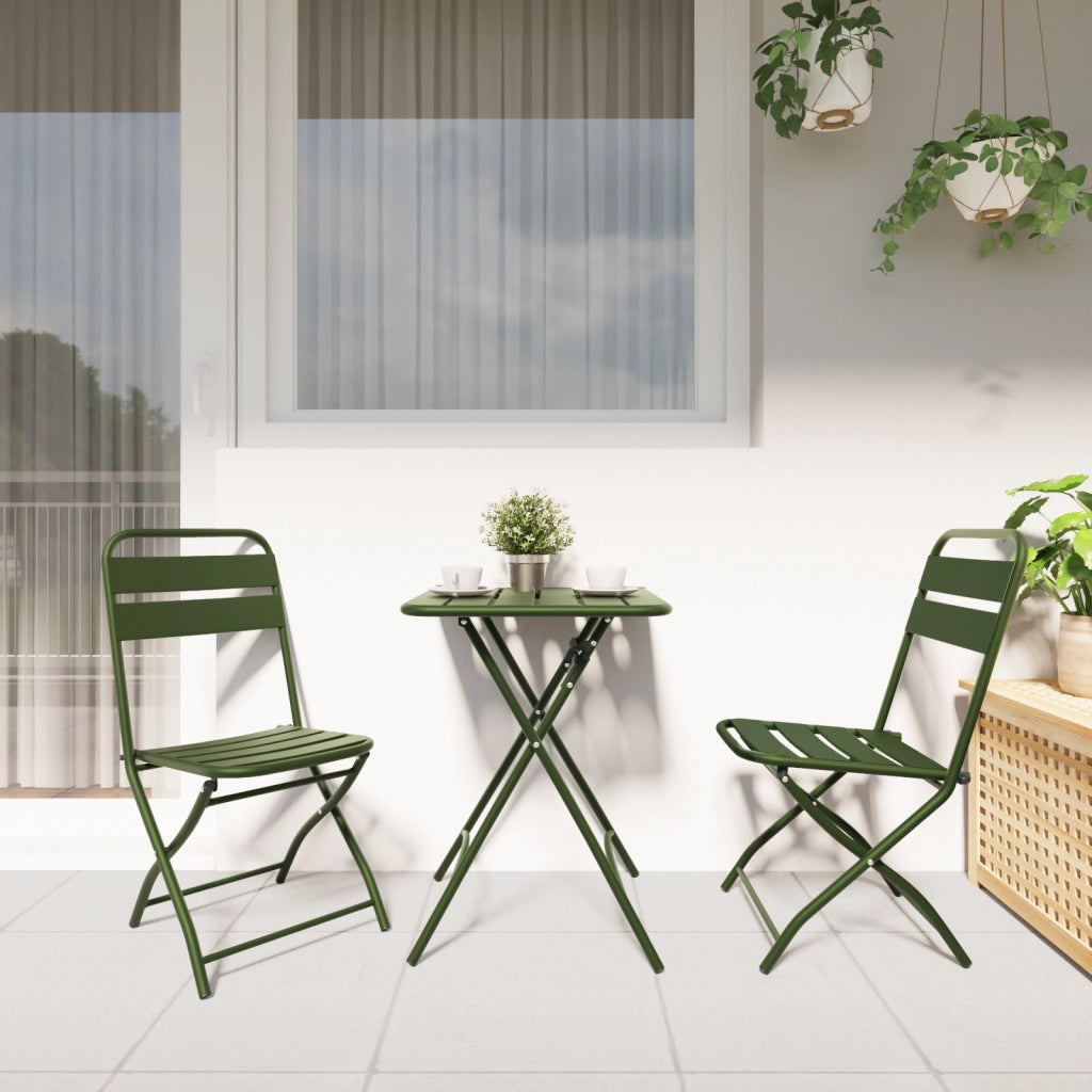 Sedia da Giardino Pieghevole 2 pcs Verde Scuro 42x52x82 cm Acciaio Verniciato