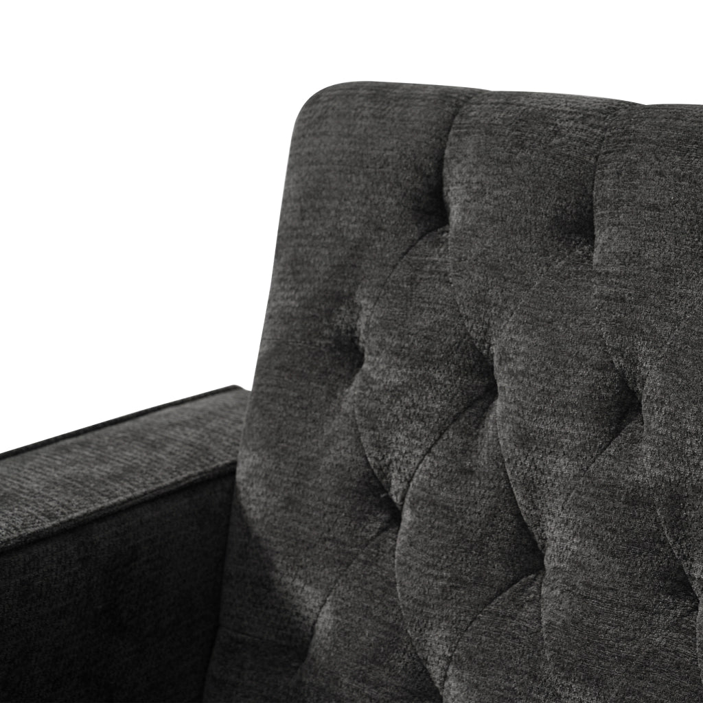 Divano letto 2 posti con funzione letto, USB, portabicchieri e mensola laterale, in Chenille, Grigio