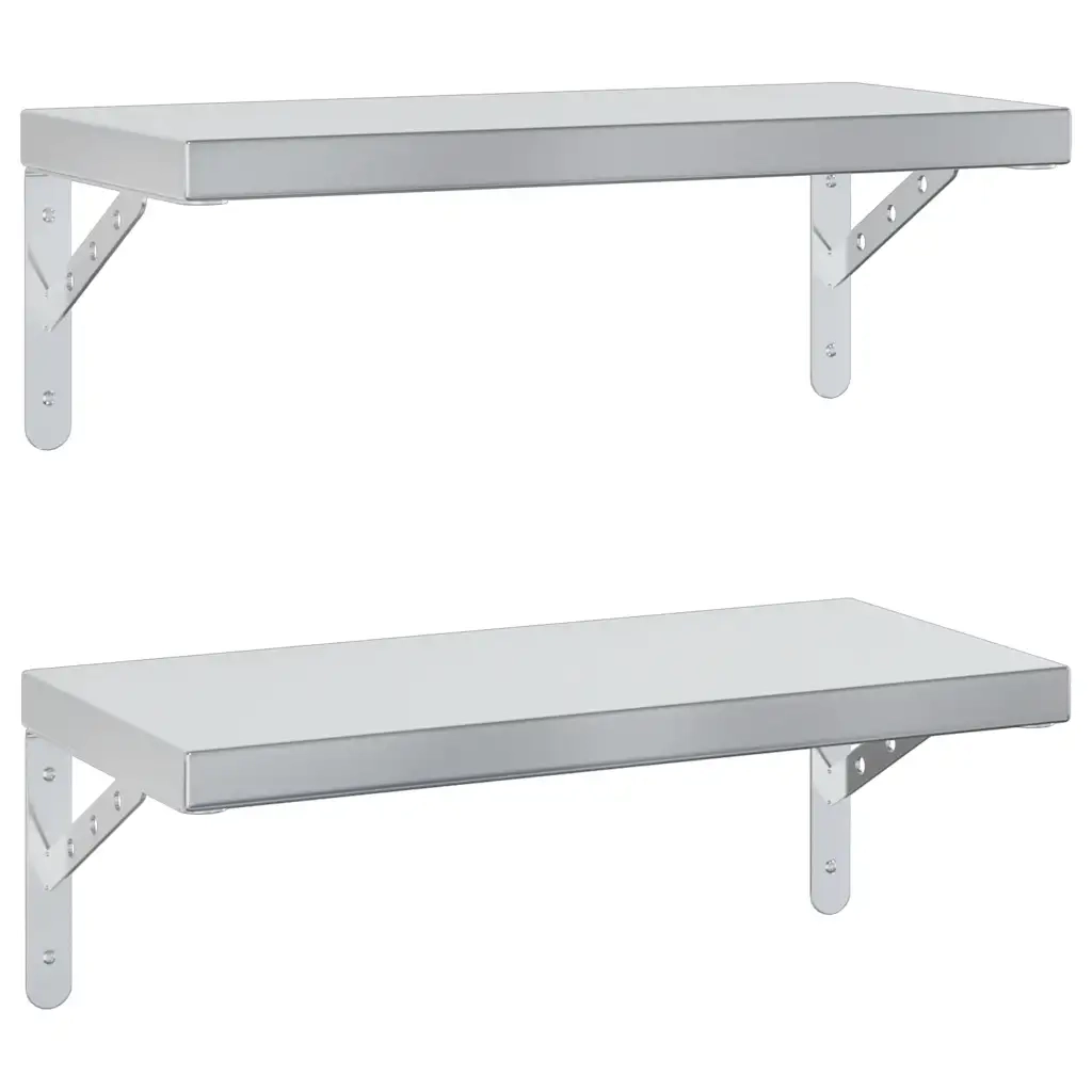 Mensole a Muro 2 pz 50x23,5 cm Argento in Acciaio Inossidabile 3214510