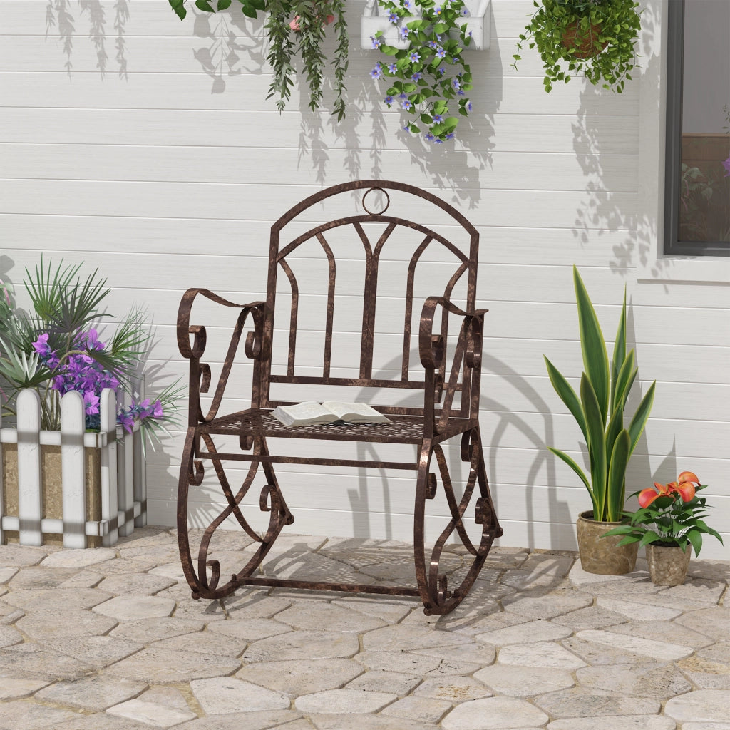 Poltrona dondolo da giardino in rattan ¨C zephmum ¨C marrone e nero 61x79x90