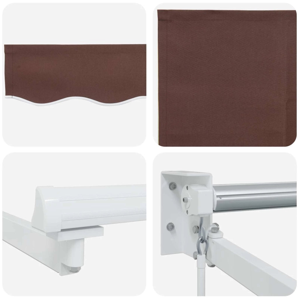 Tenda retrattile manuale con LED Marrone e bianco 4,5 × 3 m 3419309