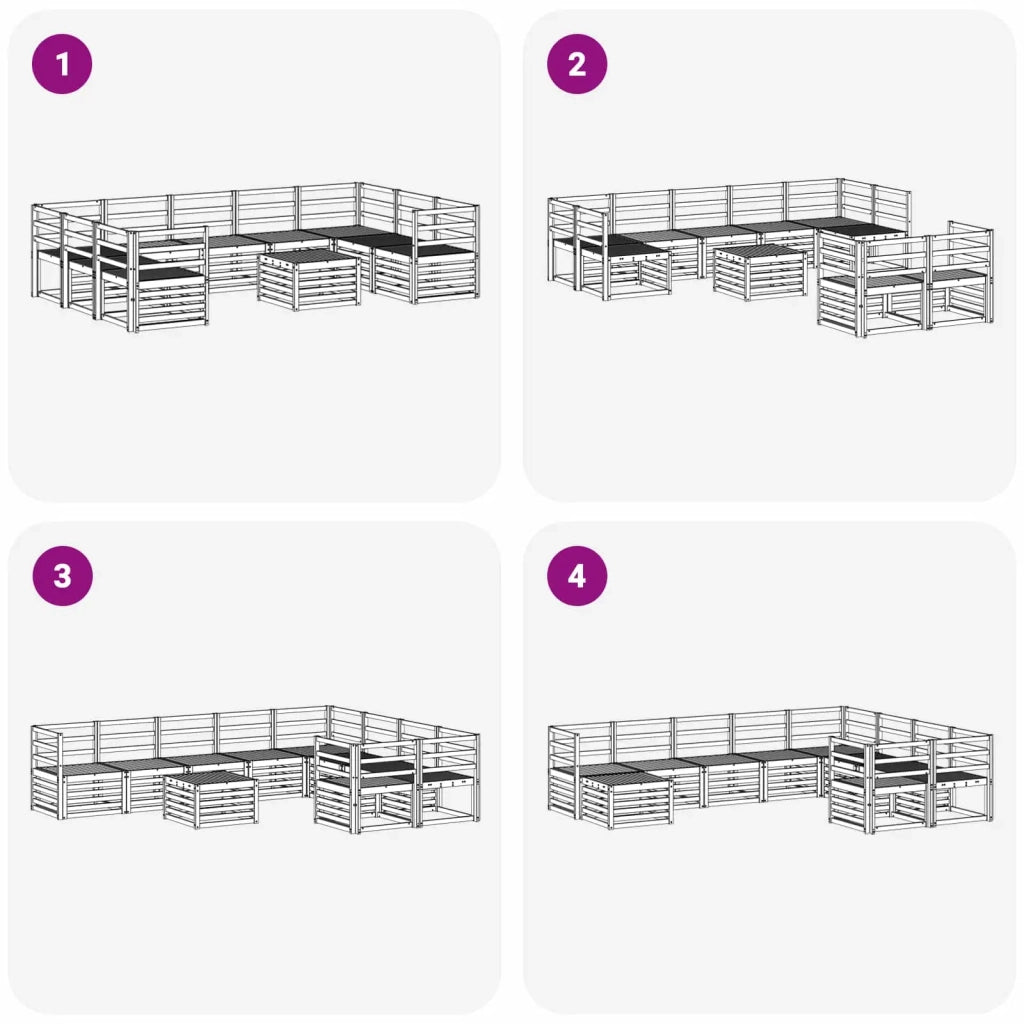 Set di divani da esterno 10 pcs Bianco 59 x 59 x 37 cm 3392524