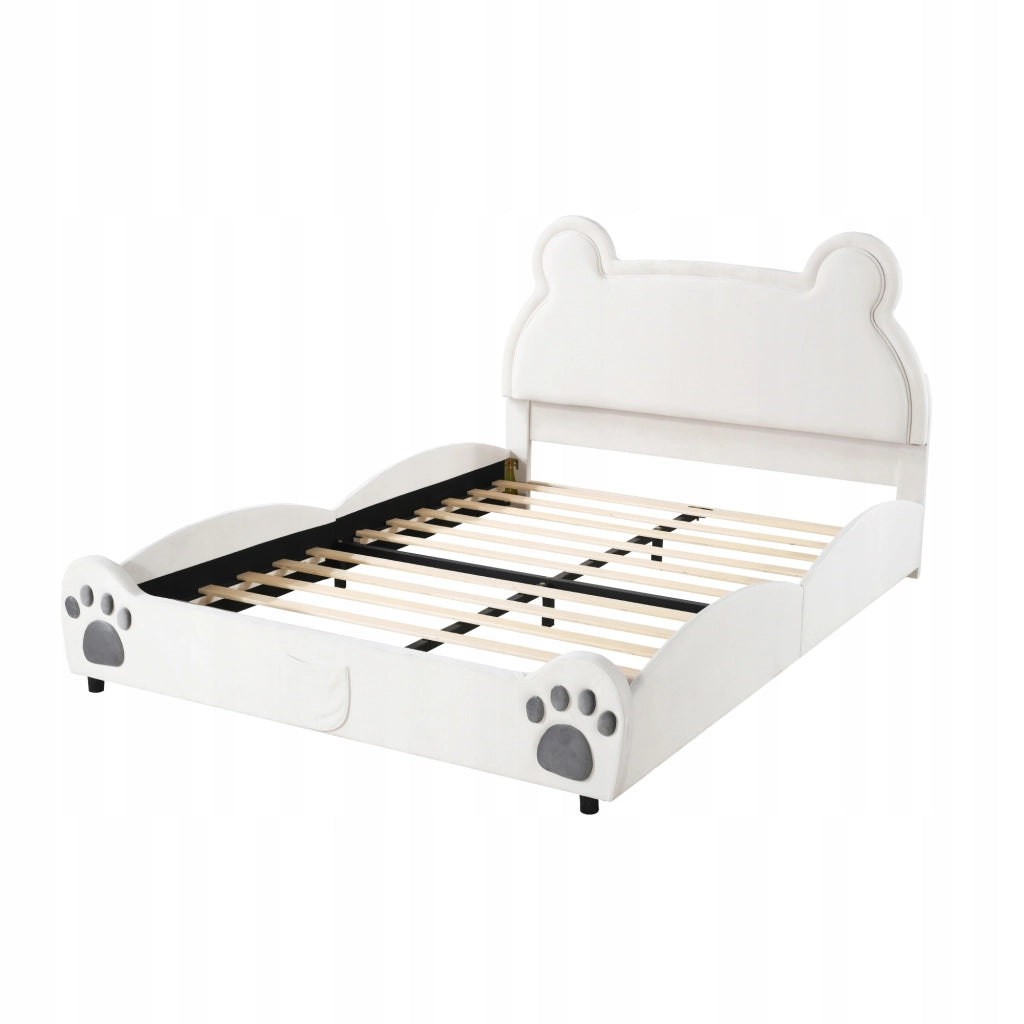 Letto imbottito - Xylo - 140x200 - Bianco - Velluto