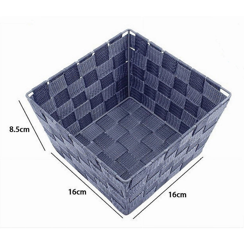 Trade Shop - Porta Oggetti Organizer Blu Per Bagno Camera Cucina In Tessuto 16x16x8.5cm 79004 -