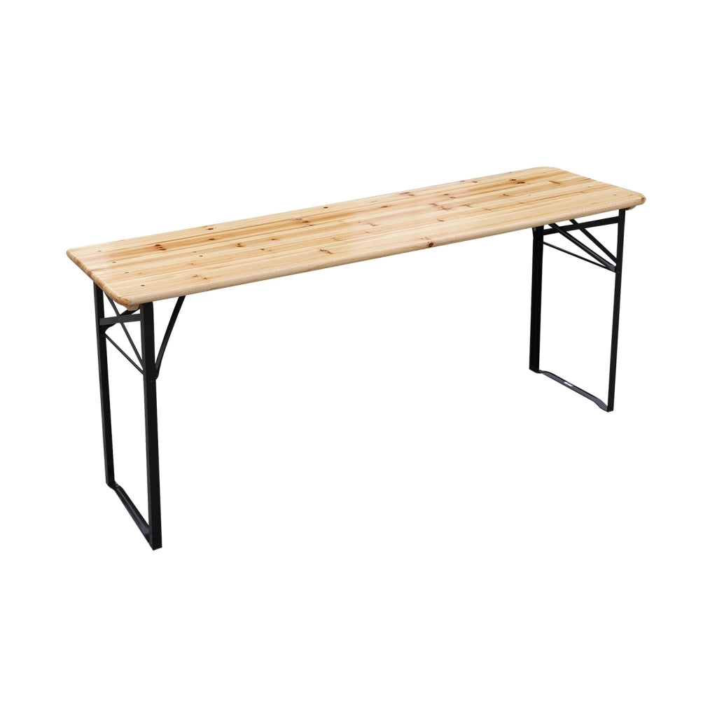Set 2 tavoli da giardino pieghevoli in legno con 2 panche, marrone