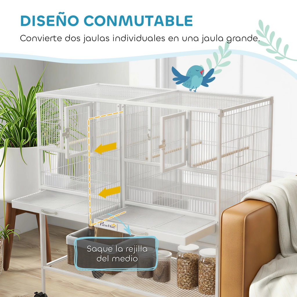 Gabbia per Uccelli Grande ¨C Zephmum ¨C 95x45,5x102 cm Bianco