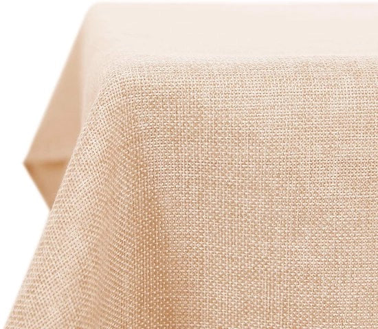 Tavolo con tovaglia in tessuto idrorepellente a tocco lino 140x240 cm colore rosa chiaro