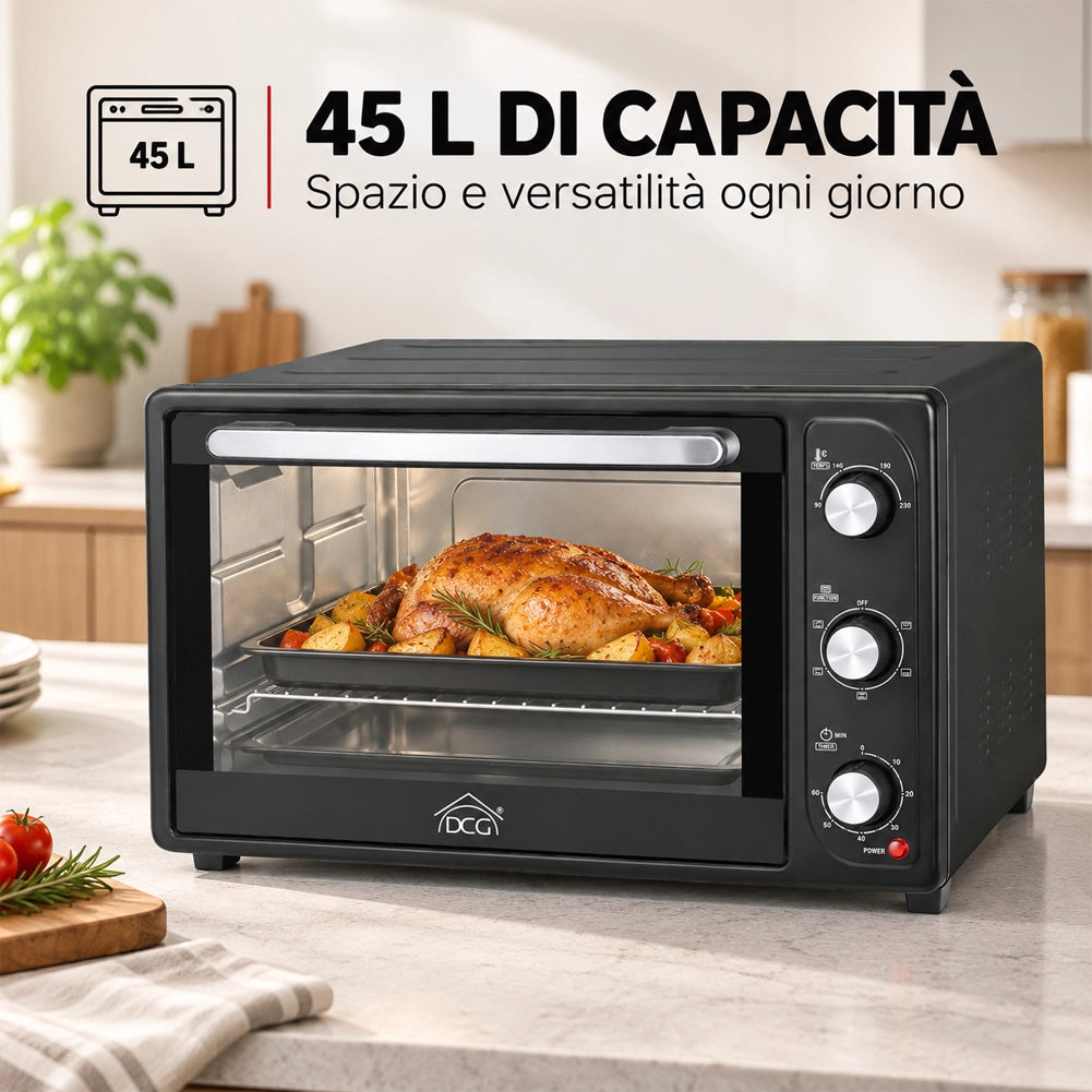 Forno Elettrico Ventilato 45 Litri 2000W Con Timer e Spia Luminosa DCG MB9845N