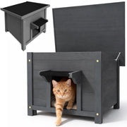 Casetta per Animali Domestici Grigia in Legno Cuccia Tetto Apribile 60x58x47cm