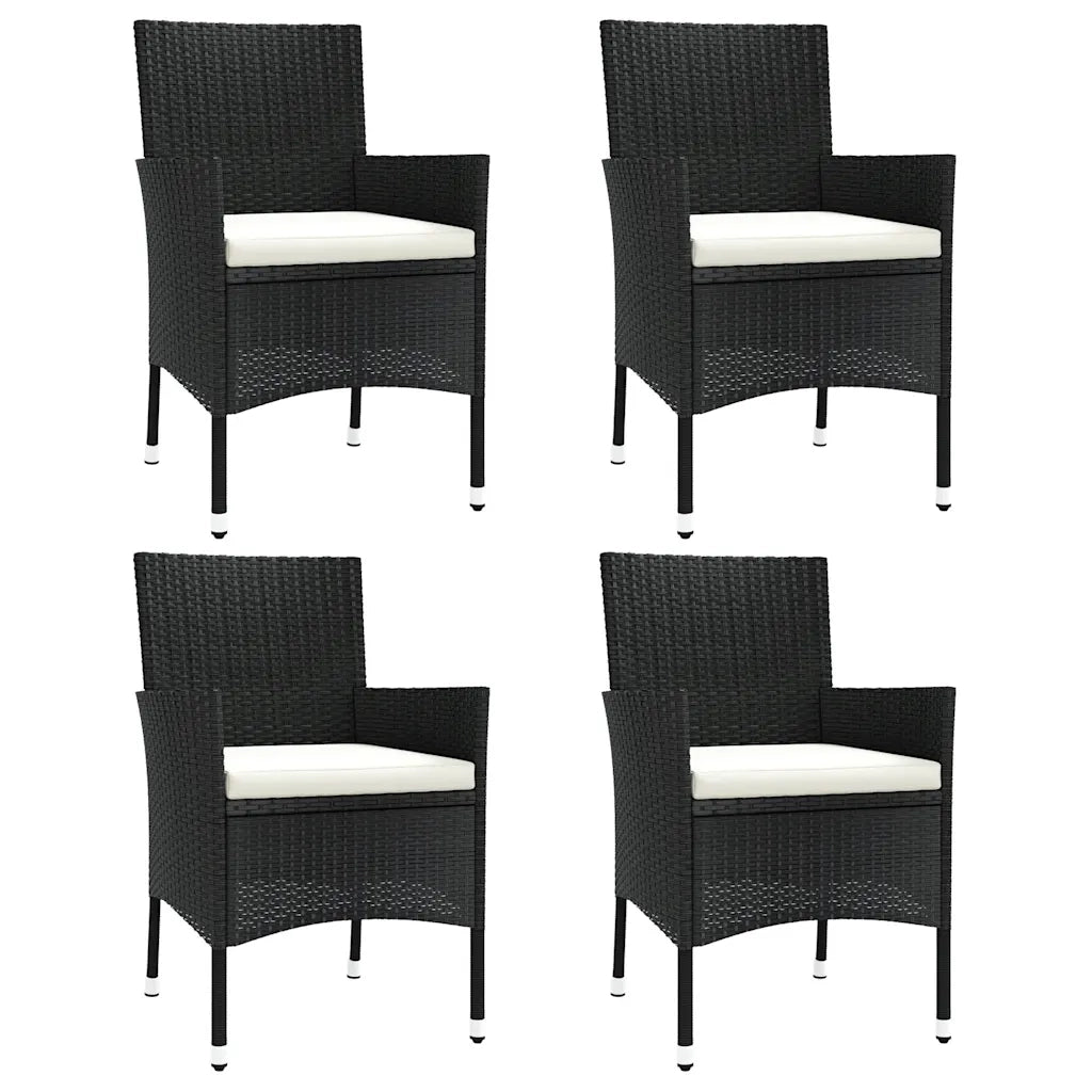 Sedie da giardino con cuscini 4 pz | Sedie da Esterno nere in polyrattan (solo UK/IE/FI/NO)