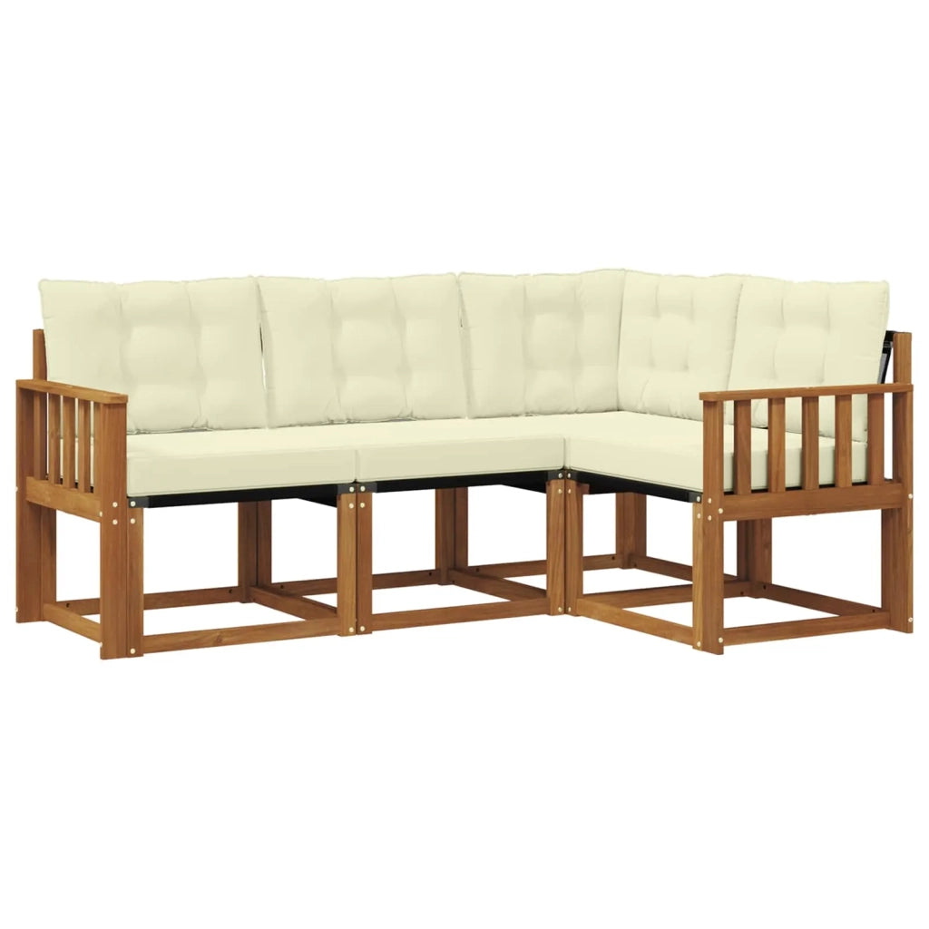 Set di divani da esterno con cuscino 4 pcs Naturale e Crema