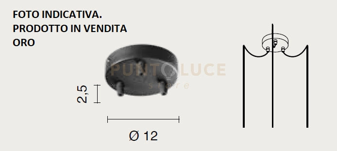 OBA0005 BASE 3 FORI ORO  D.12CM H.2,5CM PER SOSPENSIONE