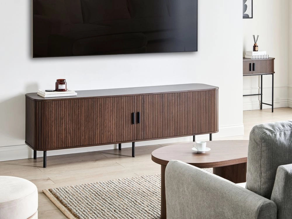 Mobile Tv in Stile Retro Legno Scuro e Nero per Televisori Fino a 54ʺ