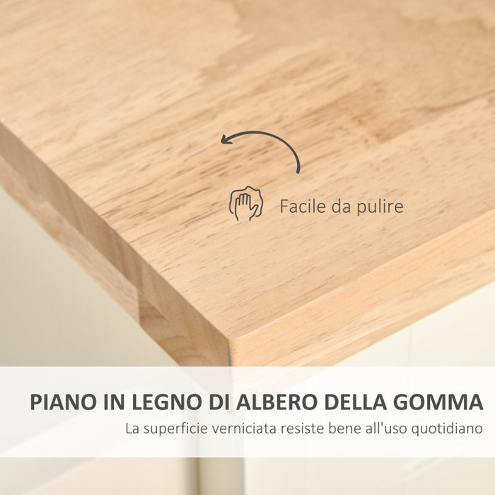 Isola per Cucina 110x49,5x89,5 cm con Cassetti Armadietto e Portasciugamani in Legno e MDF Bianco