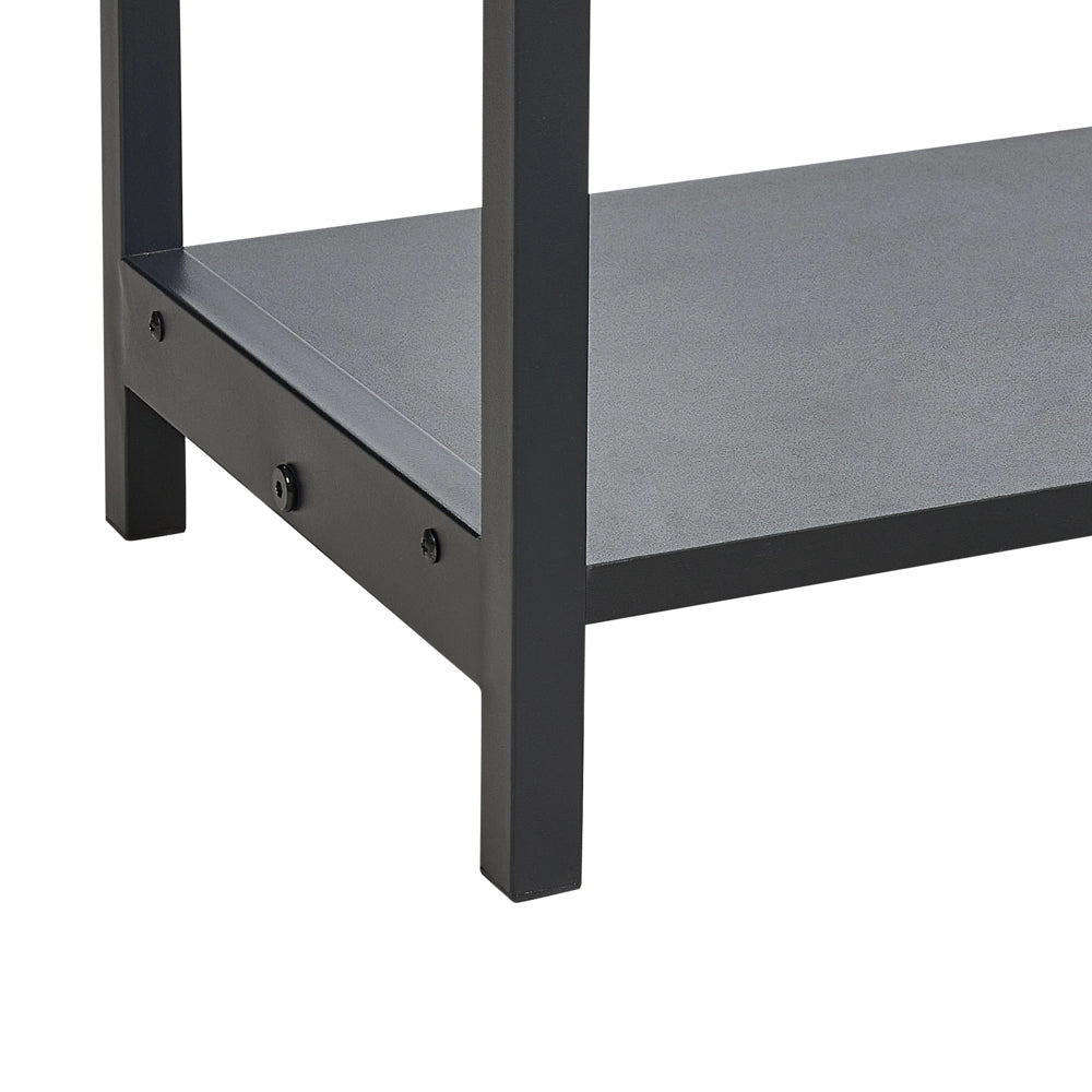 Tavolo Consolle Nero Legno di Fabbrica Gambe in Legno di Gomma Nero 2 Cassetti Fronti in Vimini Rattan Soggiorno Camera da Letto Corridoio Mobili Boho Design