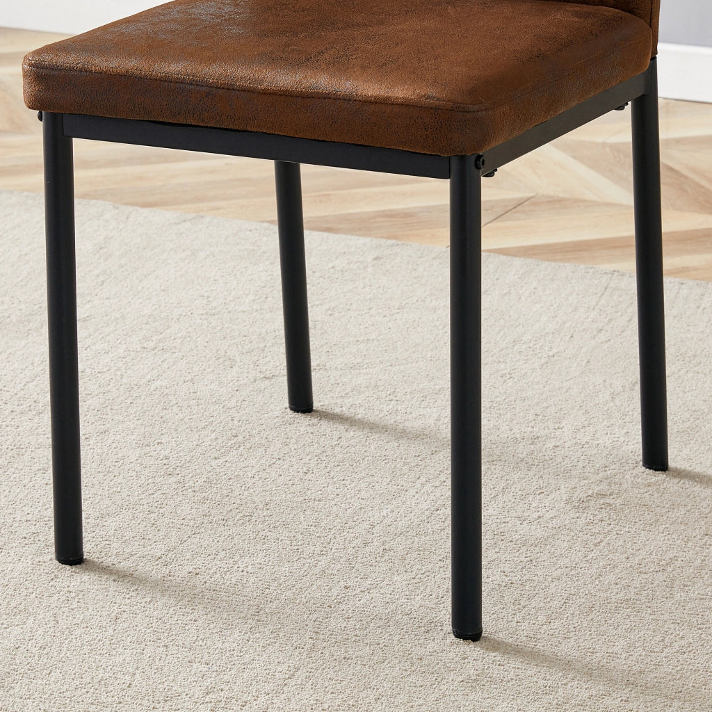 SEDIE da pranzo Set da 4 pezzi 93 cm Tessuto marrone e metallo nero