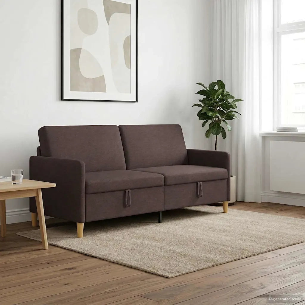 Divano con Storage Marrone Scuro 192 x 78 x 87 cm Poliestere 42036979