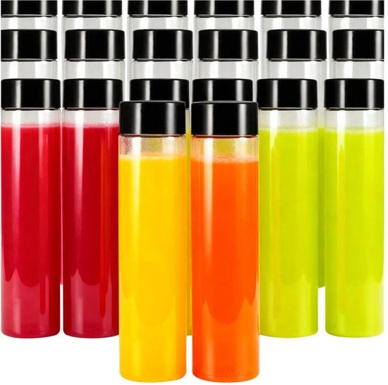Sapflessi trasparenti in PET - Flessi per drinki riutilizzabili 350 ml - 20 pezzi - Ideali per smoothies - Perfetti per uso domestico o da viaggio