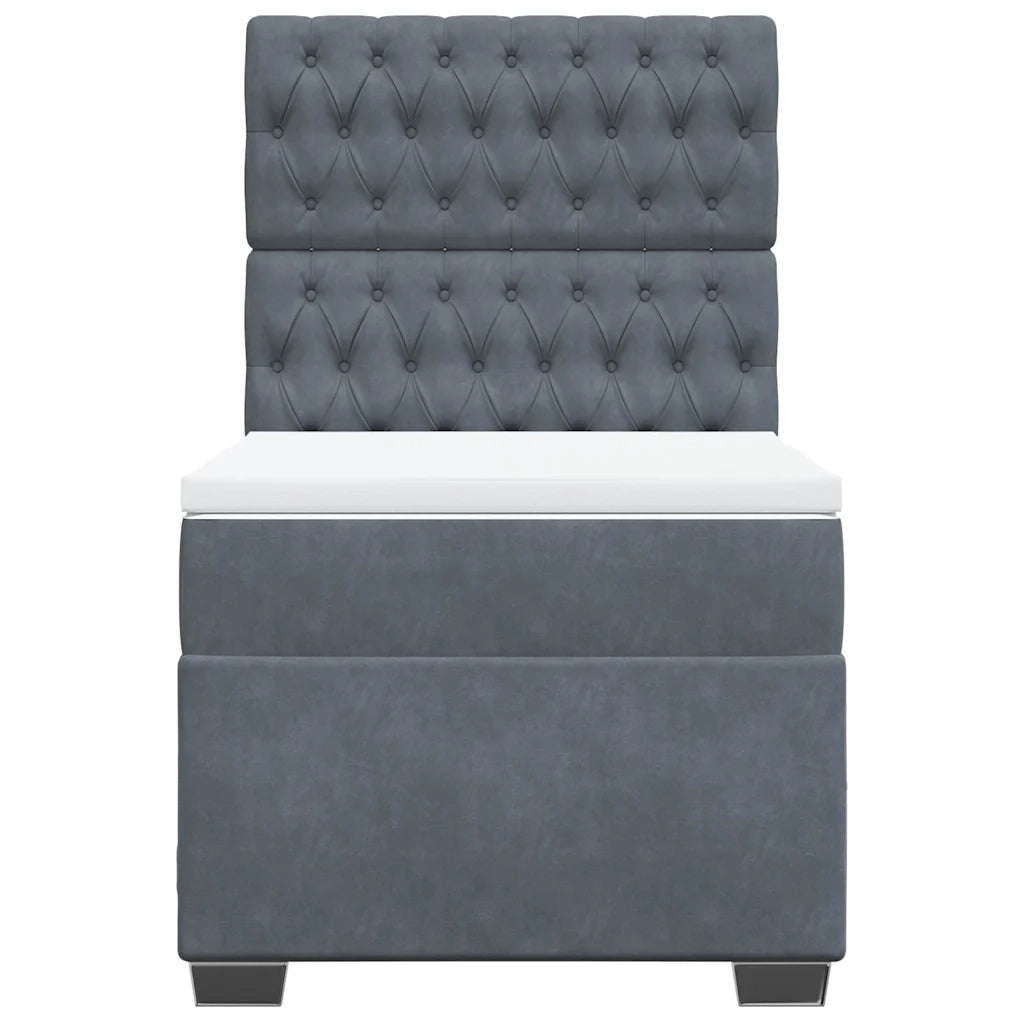 Giroletto a Molle con Materasso Grigio Scuro 90x200 cm Velluto