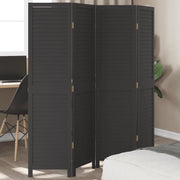 Divisorio Ambienti | Divider per stanze | Paravento 4 Pannelli Nero Legno Massello di Paulownia