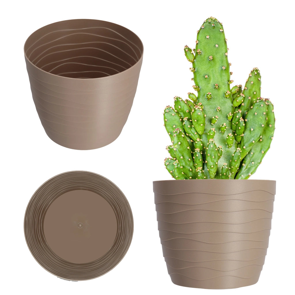 KADAX - Copertura in plastica per vaso di fiori e piante, rotonda, beige, 19 cm