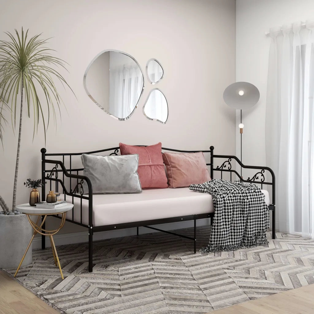 Divano Letto Telaio Nero in Metallo 90x200 cm