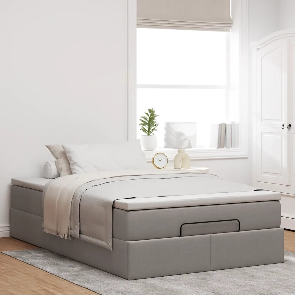 Struttura Letto Pouf con Materasso Tortora 120x200cm in Tessuto 3311103