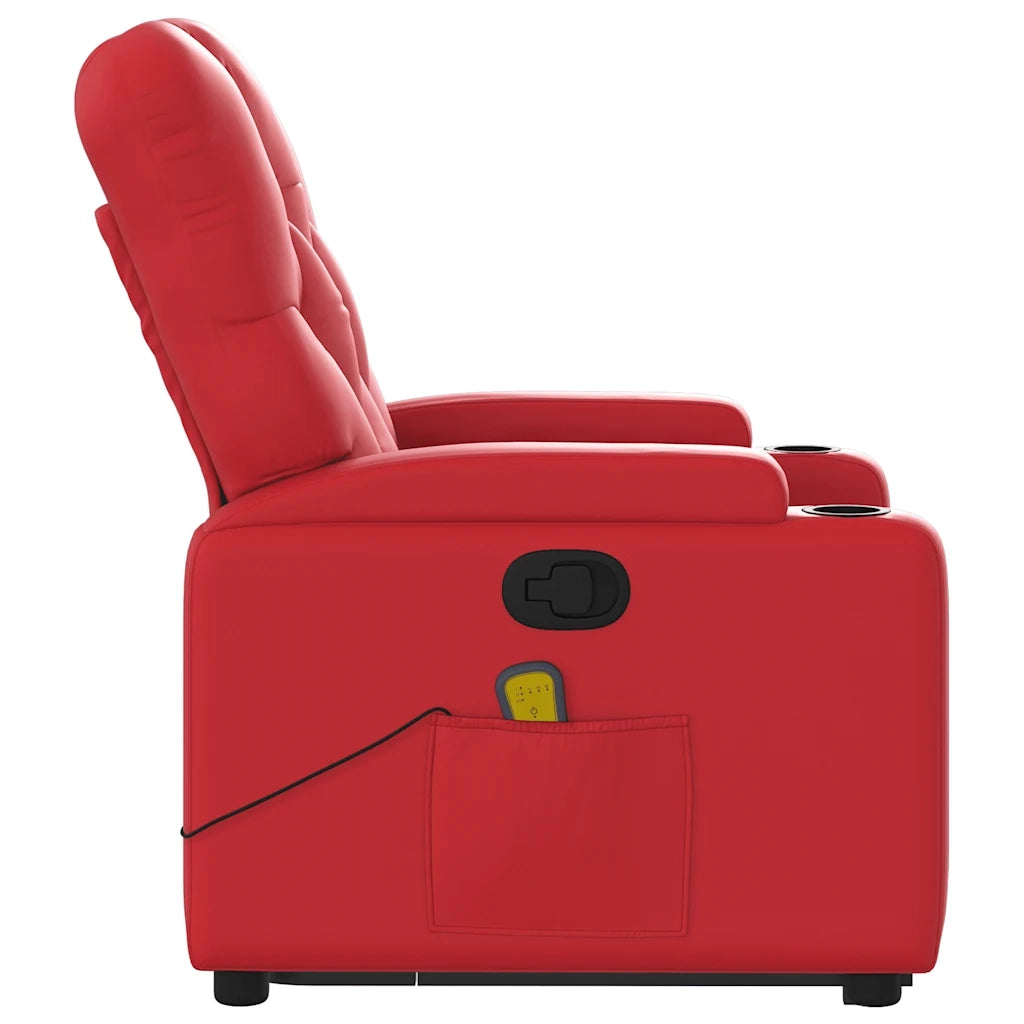 Poltrona Alzapersona Reclinabile Massaggio Rosso in Similpelle 3204784