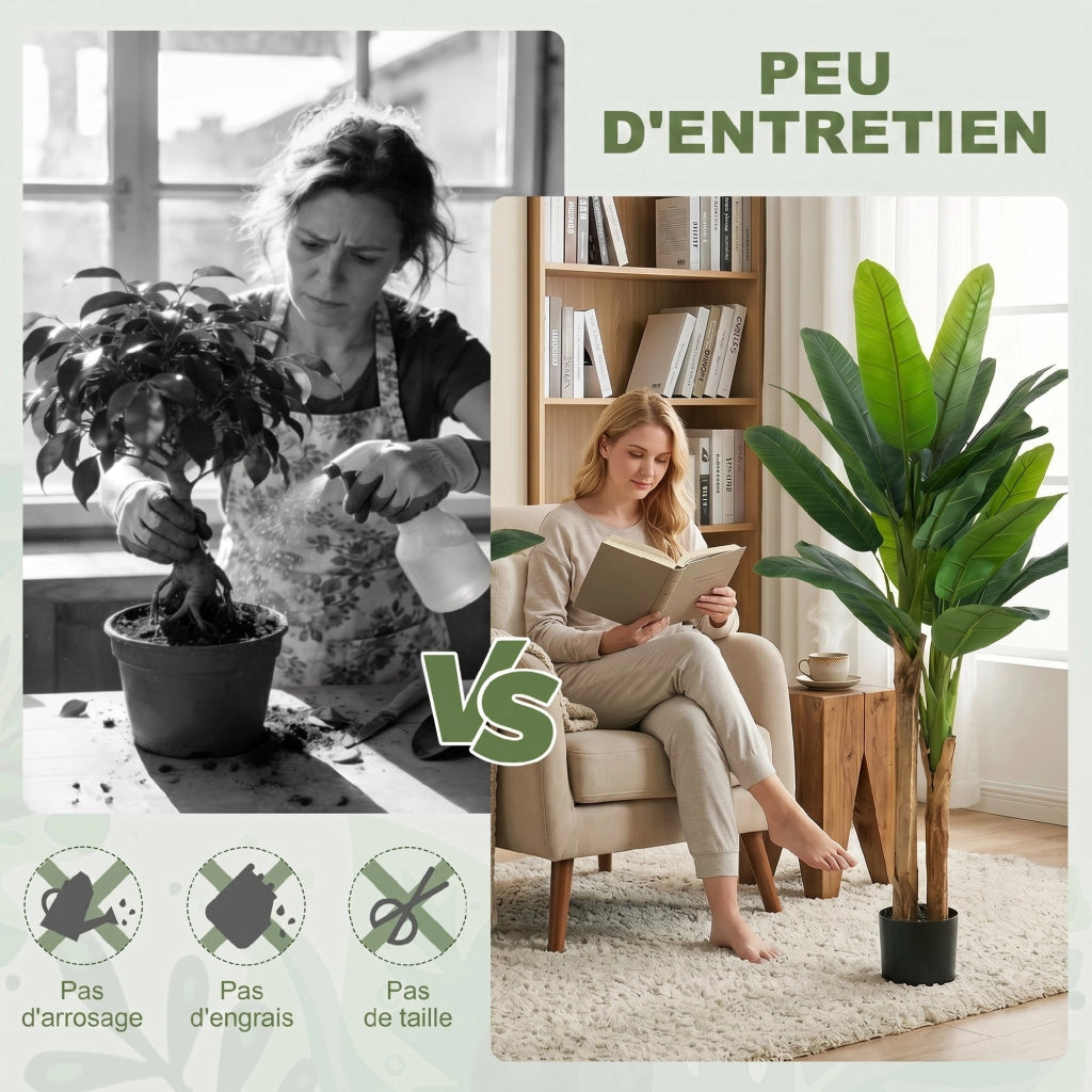2 Piante Artificiali Banano in Vaso ¨C zephmum ¨C Verde, 150 cm