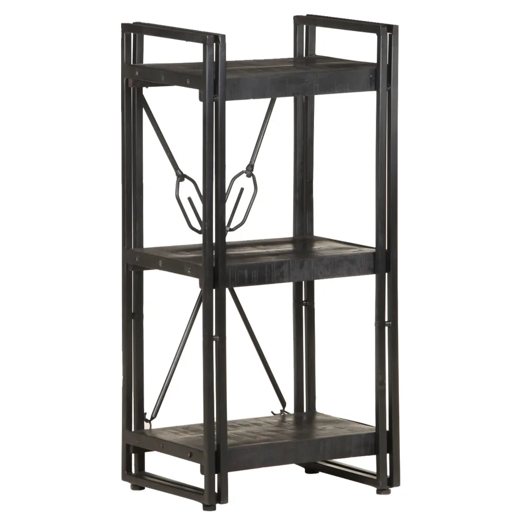 Libreria a 3 Ripiani 40x30x80cm Nero in Legno Massello di Mango 320625