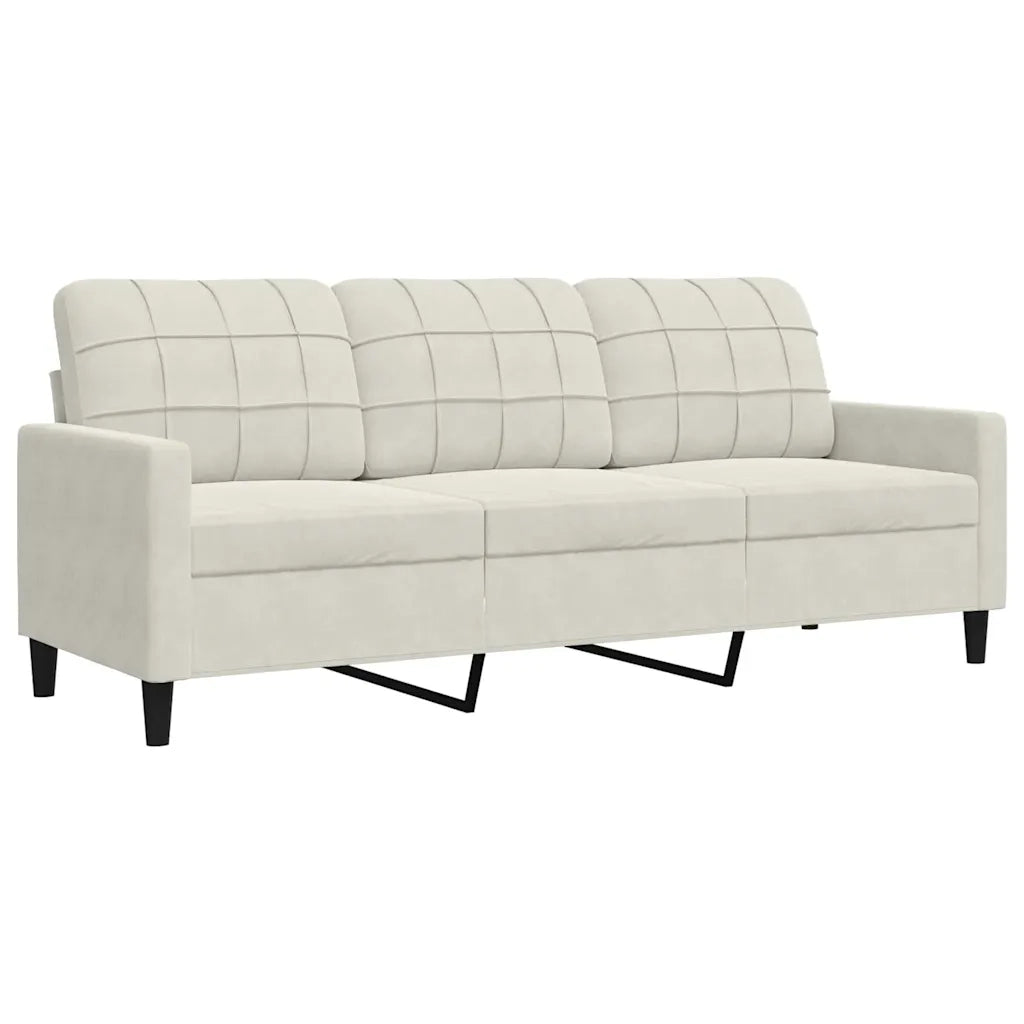 Set di Divani 3 pz con Cuscini Crema in Velluto