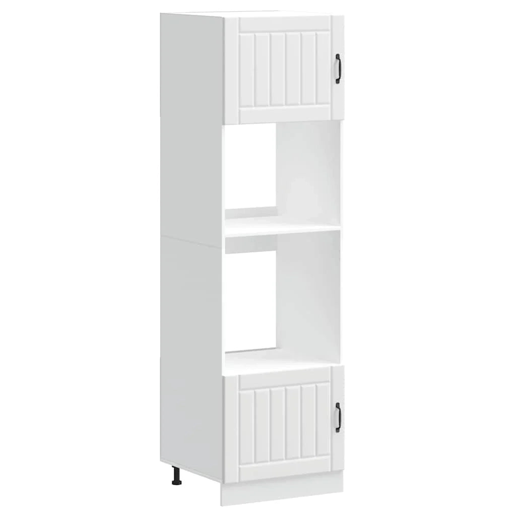 Set di 2 mobili forno classici 60 x 57 x 207 cm con piedini regolabili stile moderno legno ingegnerizzato bianco 02_0055706