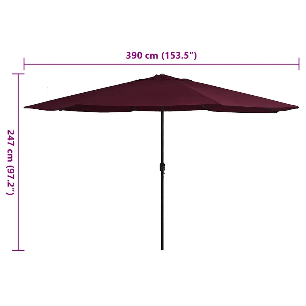 Ombrello | Parasolne da Esterni con Palo in Metallo 390 cm Rosso Bord¨°