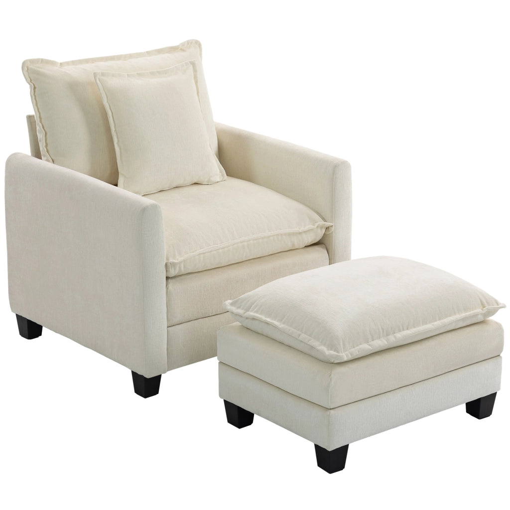 Poltrona con poggiapiedi ¨C zephmum ¨C crema 85x128x86