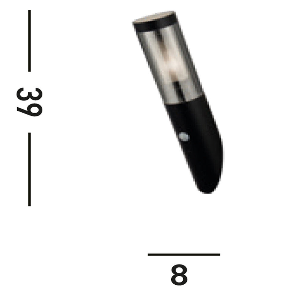 Applique Con Sensore Contemporanea Battone Acciaio Nero Fumè 1 Luce E27