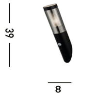 Applique Con Sensore Contemporanea Battone Acciaio Nero Fumè 1 Luce E27