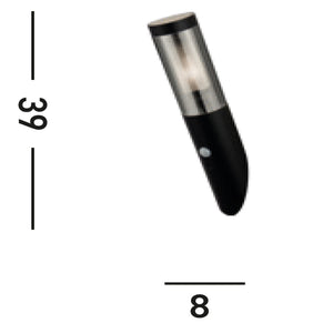 Applique Con Sensore Contemporanea Battone Acciaio Nero Fumè 1 Luce E27