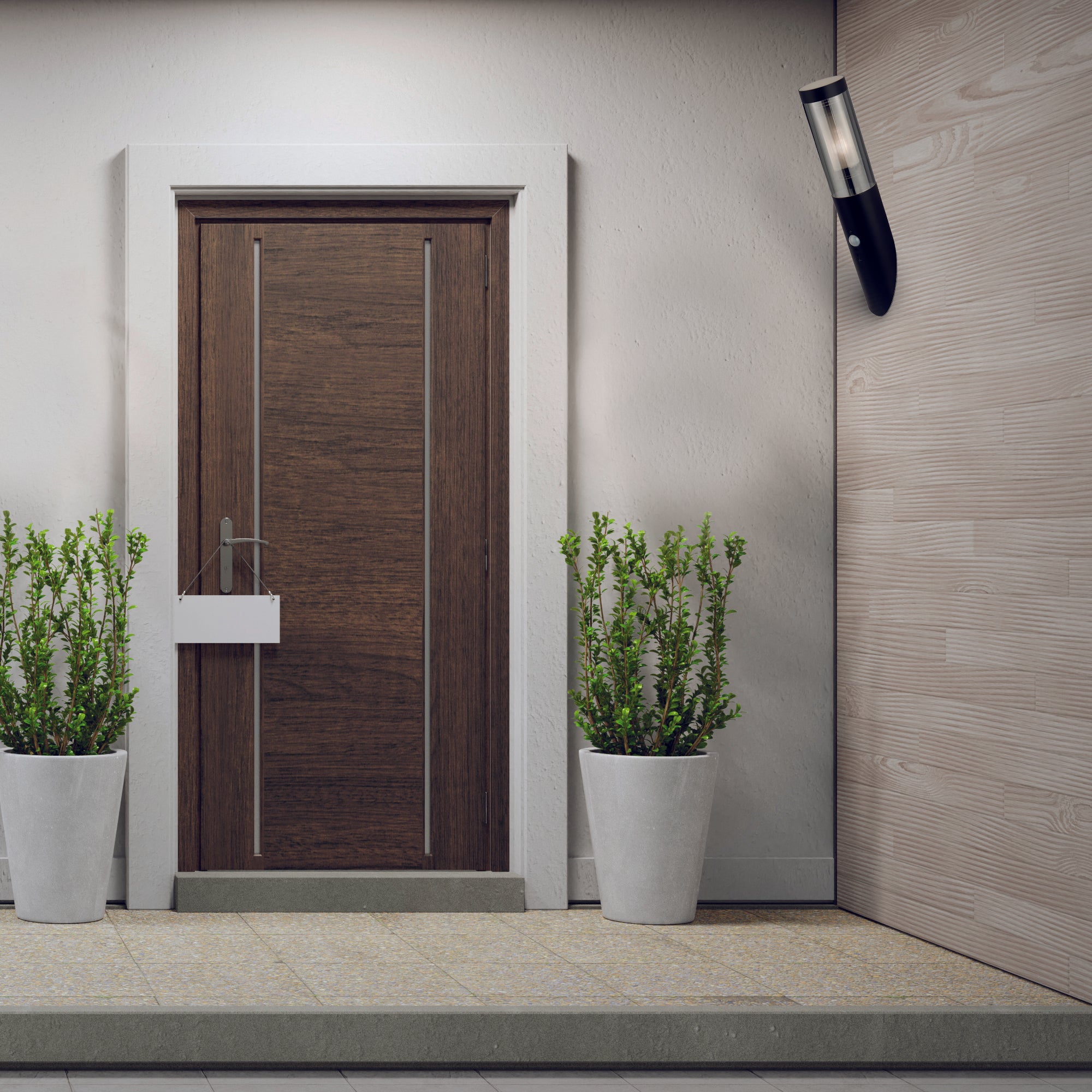 Applique Con Sensore Contemporanea Battone Acciaio Nero Fumè 1 Luce E27