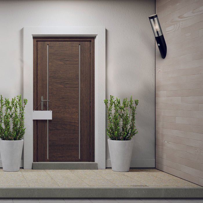 Applique Con Sensore Contemporanea Battone Acciaio Nero Fumè 1 Luce E27