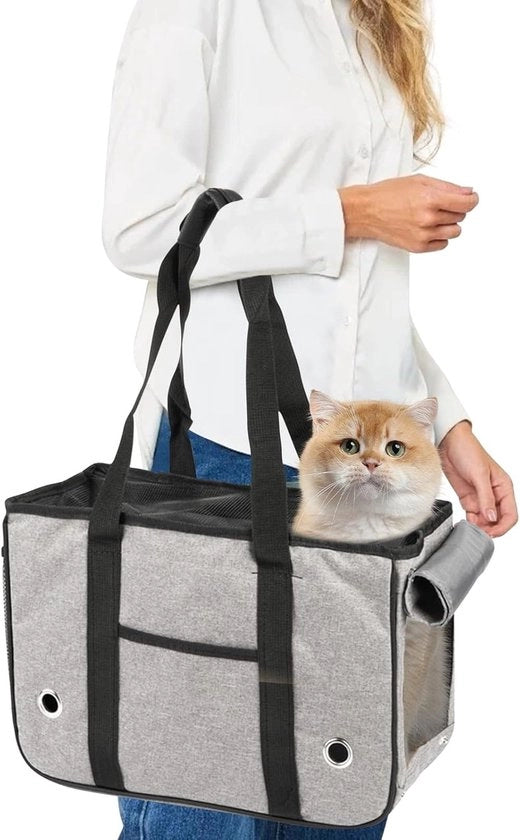 Casella di trasporto soffice per cani e gatti - valigetta trasportabile pieghevole con cinghie per spalla - animali domestici in viaggio