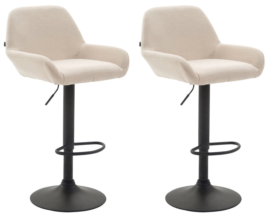 Set 2 Sgabelli Braga in tessuto crema,nero