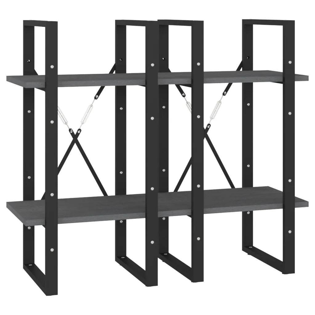 Libreria a 4 Ripiani Grigia 40x30x140 cm in Massello di Pino 806424