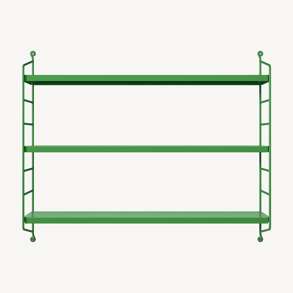 Scaffale da Parete Strängnäs a 3 Ripiani Regolabili 50 x 60 x 15 cm Acciaio Verde Mela [en.casa]