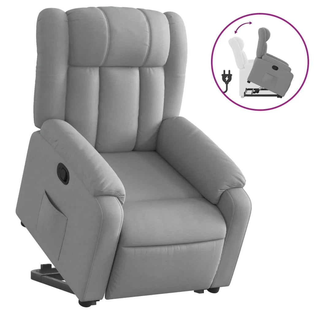 Poltrona Alzapersona Reclinabile Grigio Chiaro in Tessuto 3205316