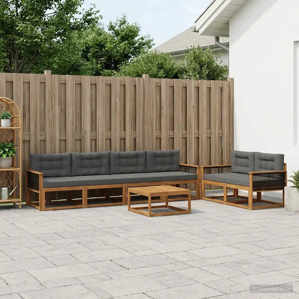 Set di divani da esterno con cuscino 7 pcs Naturale e Antracite